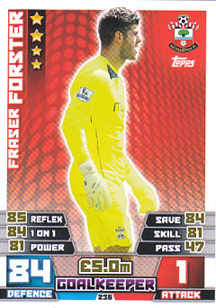 Fraser Forster Southampton 2014/15 Topps Match Attax #236